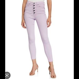 ALICE + OLIVIA High Rise Exposed Button Skinny Jean Orchid NWT